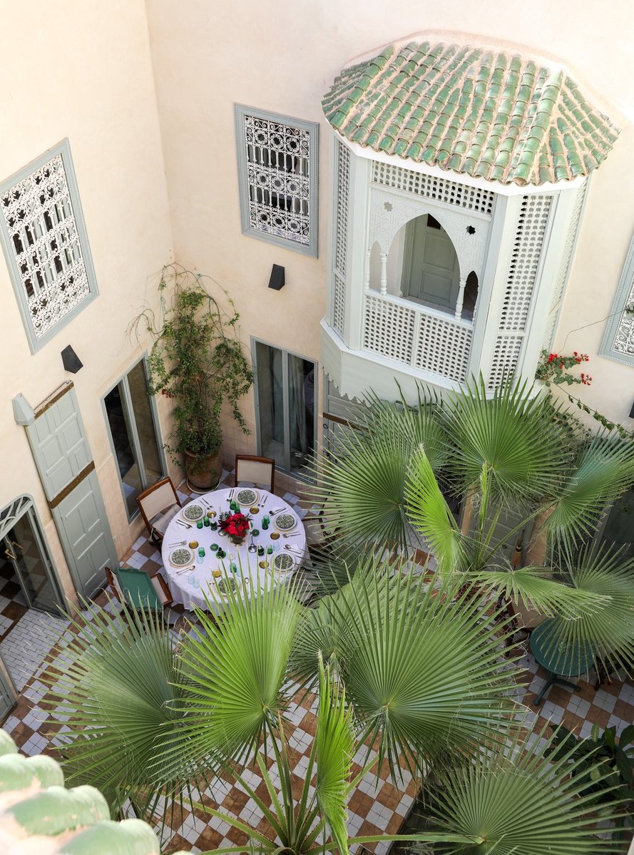 Riad Amour patio seen from the upper gallery